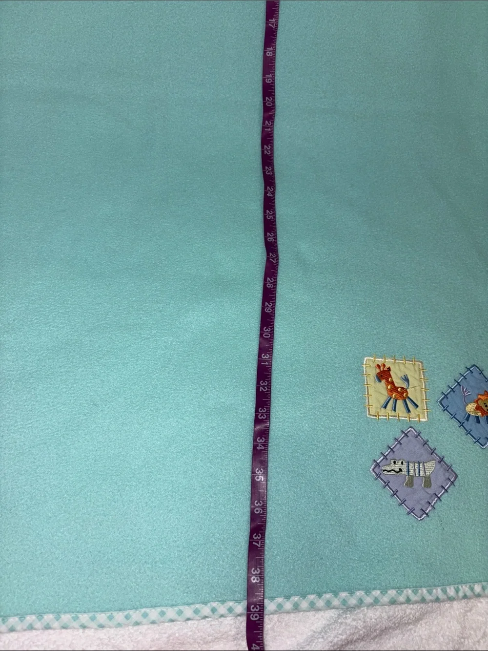 Tiddliwinks mint green Baby Animal Patch Blanket vintage fleece